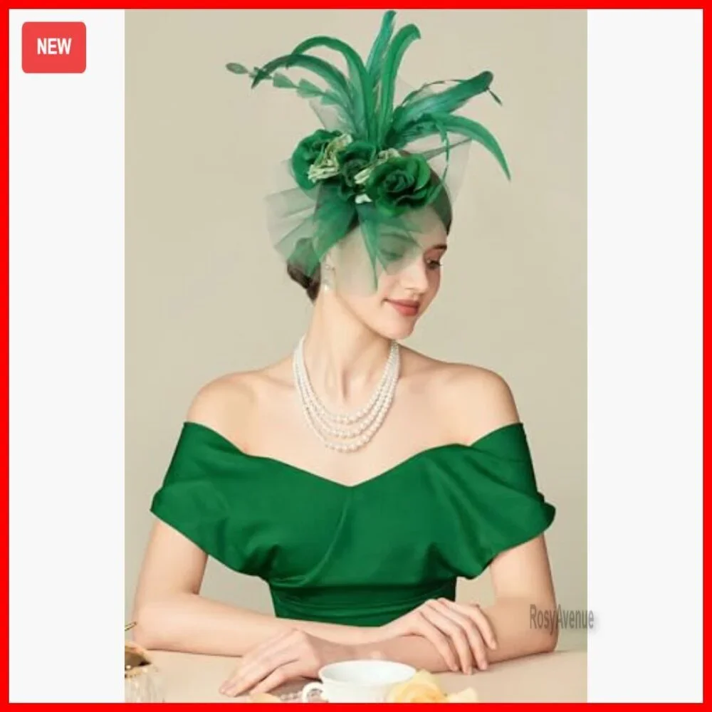 Tulle Feathers Fascinator Derby Hat with Hair Clip Headband for Tea Party